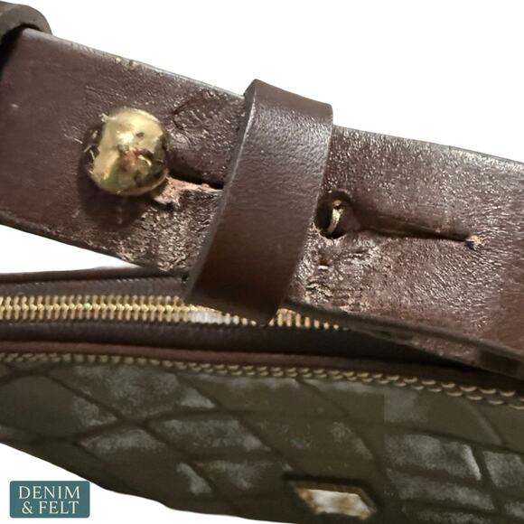 NEW Dooney & Bourke Denison Small Hobo Smoke Grey Croc Embossed Leather Luxe Bag - Picture 15 of 16
